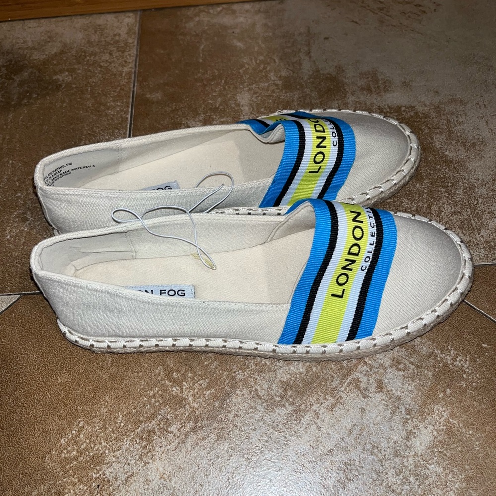 London Fog beige flats espadrilles size 6.5 NWOT - Picture 3 of 8